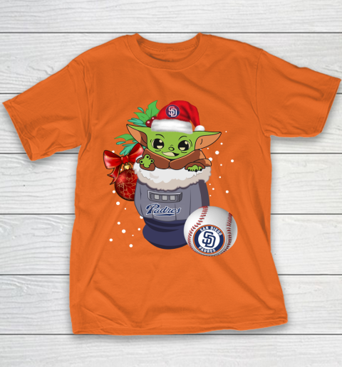 San Diego Padres Christmas Baby Yoda Star Wars Funny Happy MLB Youth T-Shirt 6