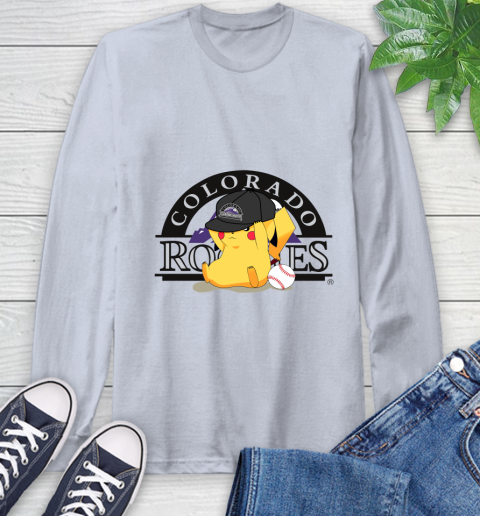 MLB Pikachu Baseball Sports Colorado Rockies Long Sleeve T-Shirt 6