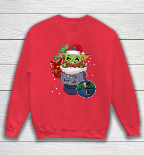 Minnesota Timberwolves Christmas Baby Yoda Star Wars Funny Happy NBA Sweatshirt 8