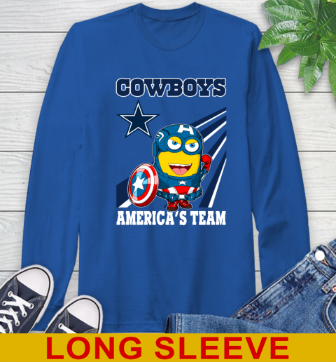 NFL Football Dallas Cowboys Captain America Marvel Avengers Minion Shirt Long Sleeve T-Shirt 11