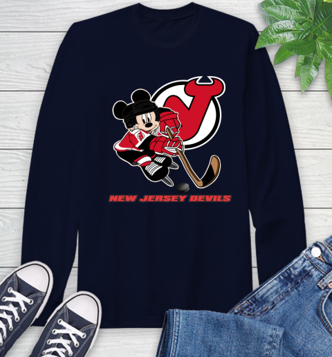 NHL New Jersey Devils Mickey Mouse Disney Hockey T Shirt Long Sleeve T-Shirt 4