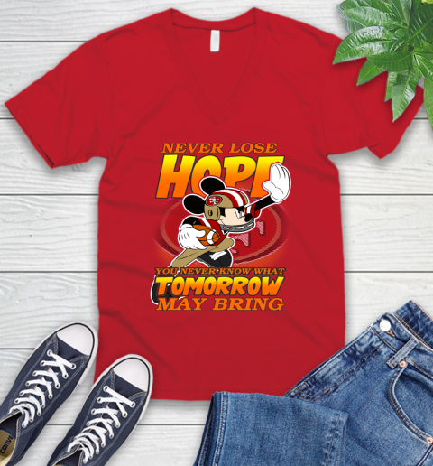 San Francisco 49ers NFL Football Mickey Disney Never Lose Hope V-Neck T-Shirt 6