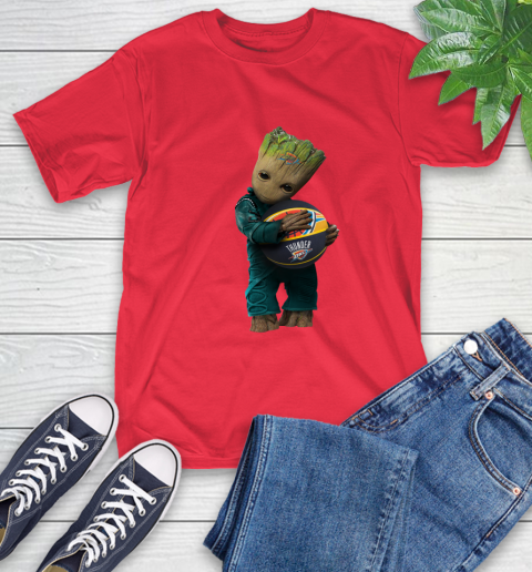 NBA Groot Guardians Of The Galaxy Basketball Sports Oklahoma City Thunder T-Shirt 10