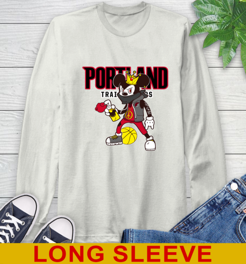 Portland Trail Blazers NBA Basketball Mickey Peace Sign Sports Long Sleeve T-Shirt 12