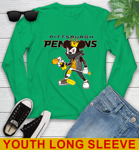 Pittsburgh Penguins NHL Hockey Mickey Peace Sign Sports Youth Long Sleeve 7