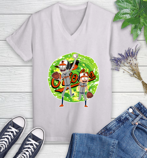 MLB Baltimore Orioles Rick And Morty Baseball Sports Women's V-Neck T-Shirt