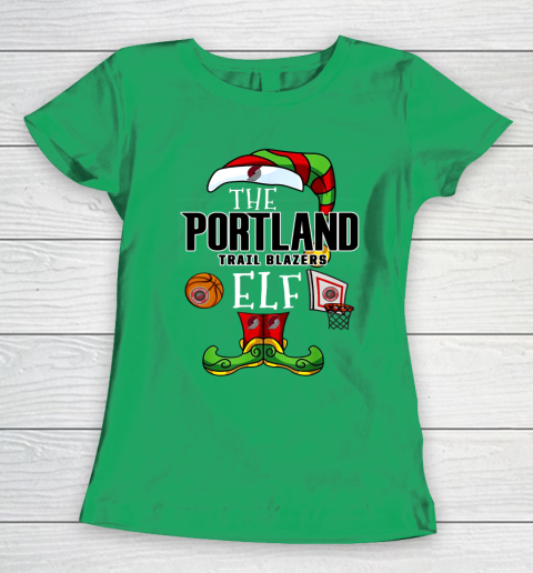 Portland Trail Blazers Christmas ELF Funny NBA Women's T-Shirt 5