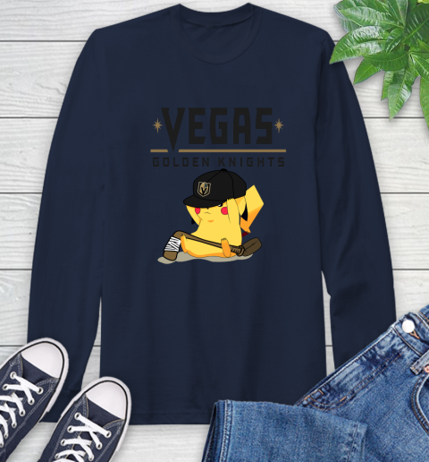 NHL Pikachu Hockey Sports Vegas Golden Knights Long Sleeve T-Shirt 4