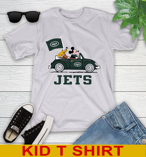 NFL Football New York Jets Pluto Mickey Driving Disney Shirt Youth T-Shirt 5
