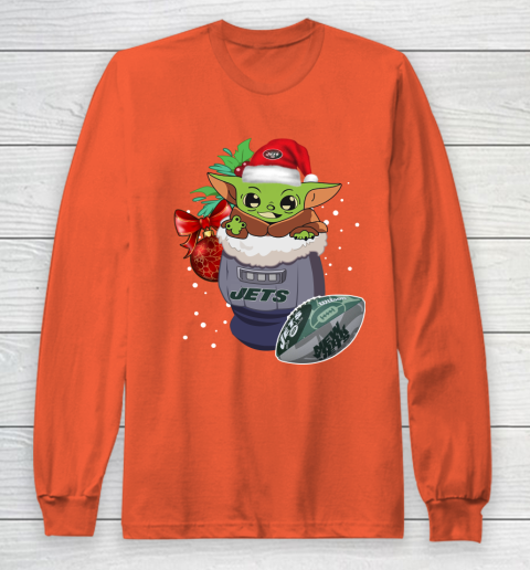 New York Jets Christmas Baby Yoda Star Wars Funny Happy NFL Long Sleeve T-Shirt 5