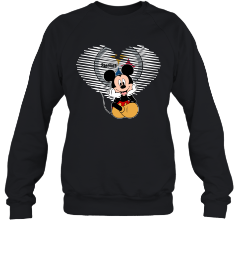 Steelers Pullover All Over Print Hoodie 3D Mickey Mouse Gold Gray