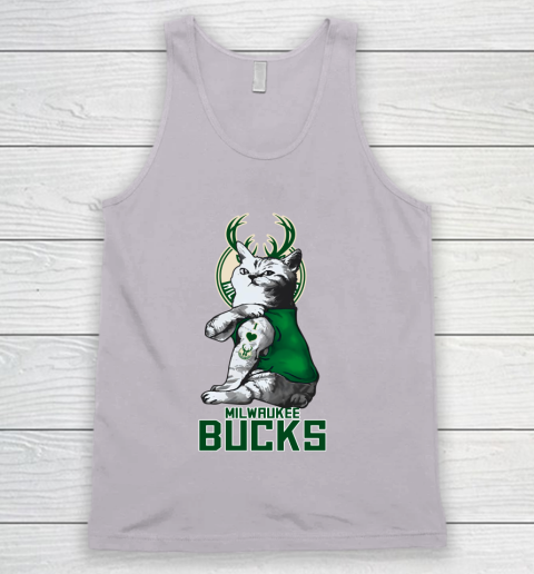 NBA Basketball My Cat Loves Milwaukee Bucks Tank Top 3