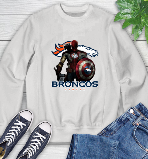 NFL Captain America Thor Spider Man Hawkeye Avengers Endgame Football Denver Broncos Sweatshirt