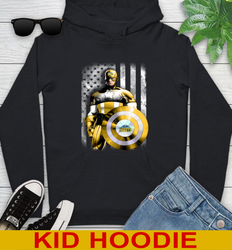 Denver Nuggets NBA Basketball Captain America Marvel Avengers American Flag Shirt Youth Hoodie