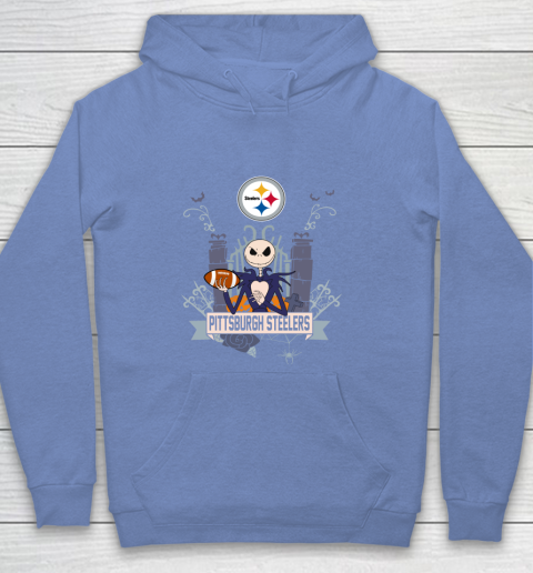 NFL Pittsburgh Steelers Football Jack Skellington Halloween Youth Hoodie 8