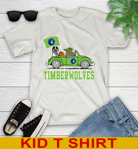 NBA Basketball Minnesota Timberwolves Darth Vader Baby Yoda Driving Star Wars Shirt Youth T-Shirt 12