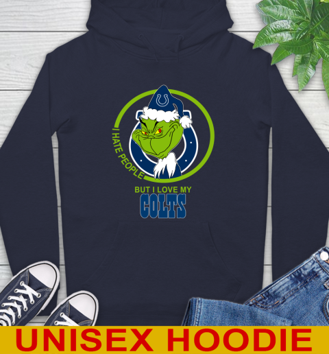 Indianapolis Colts NFL Christmas Grinch I Hate People But I Love My Favorite Football Team Hoodie 4