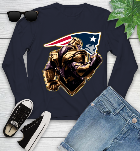 NFL Thanos Avengers Endgame Football Sports New England Patriots Youth Long Sleeve 3