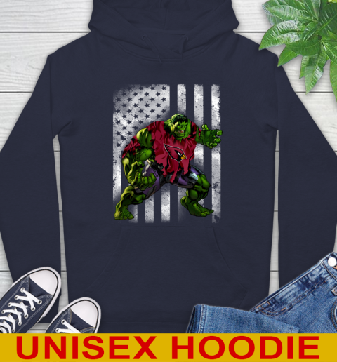 Arizona Cardinals Hulk Marvel Avengers NFL Football American Flag Hoodie 3