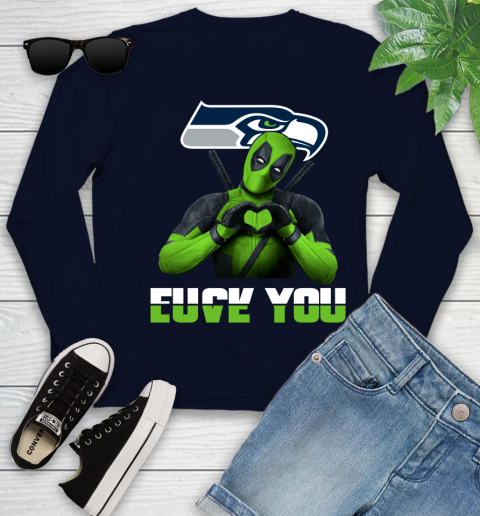NHL Seattle Seahawks Deadpool Love You Fuck You Football Sports Youth Long Sleeve 2