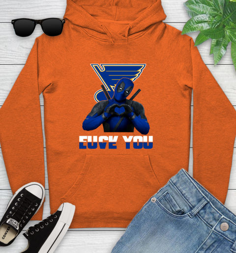 NHL St.Louis Blues Deadpool Love You Fuck You Hockey Sports Youth Hoodie 4