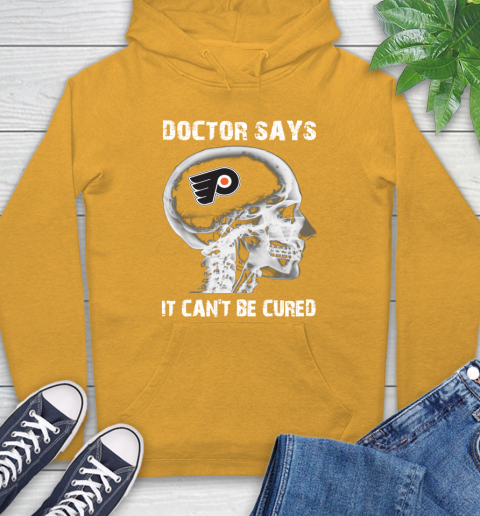 NHL Philadelphia Flyers Hockey Skull It Can't Be Cured Shirt Hoodie 2