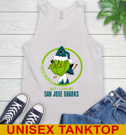 San Jose Sharks NHL Christmas Grinch I Hate People But I Love My Favorite Hockey Team Tank Top