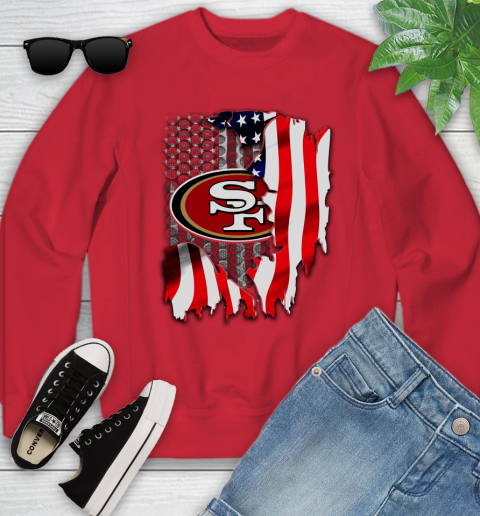 San Francisco 49ers NFL Football American Flag Youth Sweatshirt 8