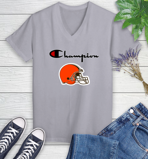 NFL Football Cleveland Browns Champion Shirt Women's V-Neck T-Shirt 2