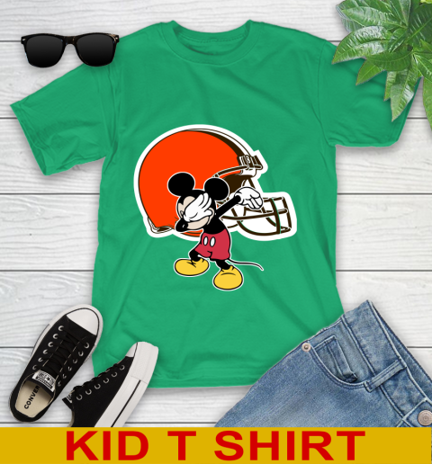 Cleveland Browns NFL Football Dabbing Mickey Disney Sports Youth T-Shirt 6