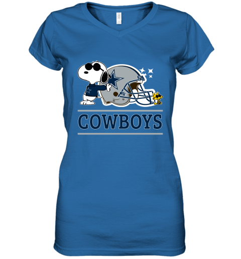 The Dallas Cowboys Joe Cool And Woodstock Snoopy Mashup Women's V-Neck T-Shirt