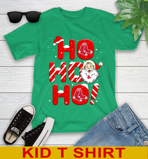 Boston Red Sox MLB Baseball Ho Ho Ho Santa Claus Merry Christmas Shirt Youth T-Shirt 7