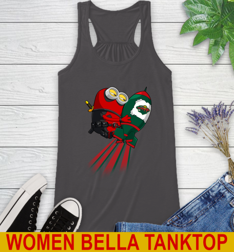 NHL Hockey Minnesota Wild Deadpool Minion Marvel Shirt Racerback Tank 10