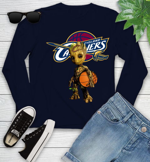 Cleveland Cavaliers NBA Basketball Groot Marvel Guardians Of The Galaxy Youth Long Sleeve 3