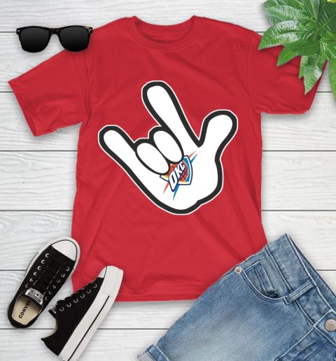 Oklahoma City Thunder NBA Basketball Mickey Rock Hand Disney Youth T-Shirt 10