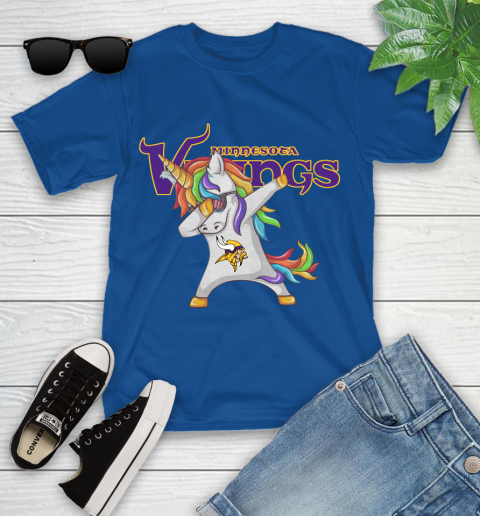 Minnesota Vikings NFL Football Funny Unicorn Dabbing Sports Youth T-Shirt 9