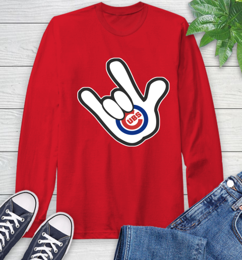 Chicago Cubs MLB Baseball Mickey Rock Hand Disney Long Sleeve T-Shirt 10