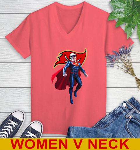 NFL Superman DC Sports Football Tampa Bay Buccaneers Women's V-Neck T-Shirt 7