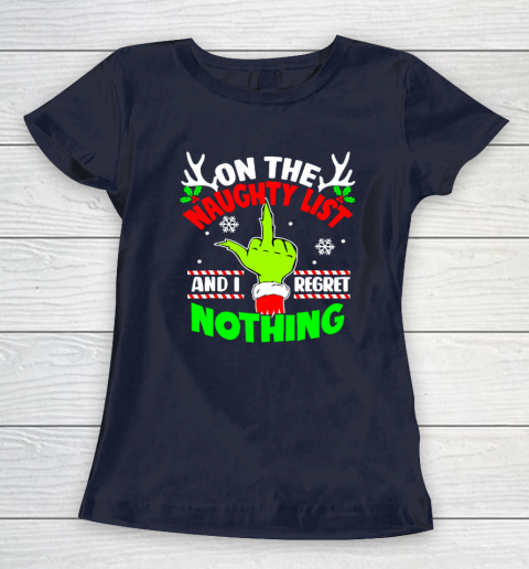 Funny On The List Of Naughty And I Regret Nothing Christmas Women's T-Shirt 2