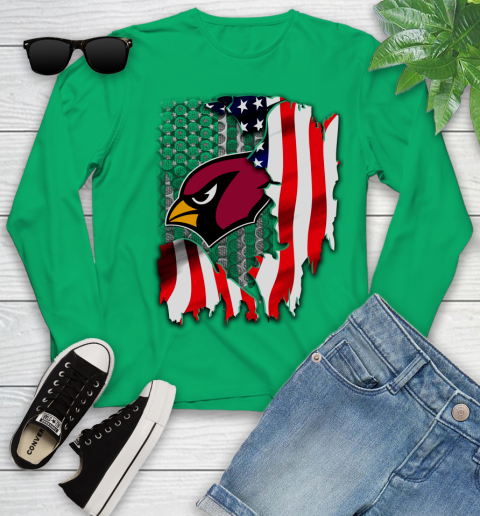 Arizona Cardinals NFL Football American Flag Youth Long Sleeve 7
