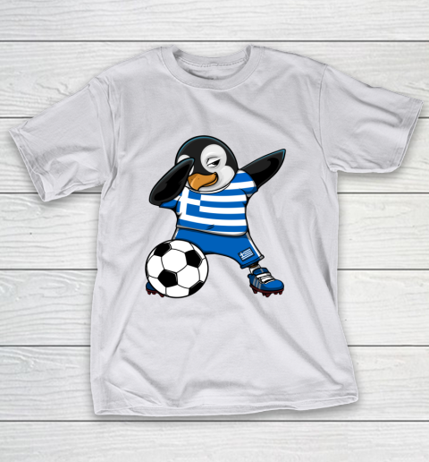 Dabbing Penguin Greece Soccer Fans Jersey Football Lovers T-Shirt 9