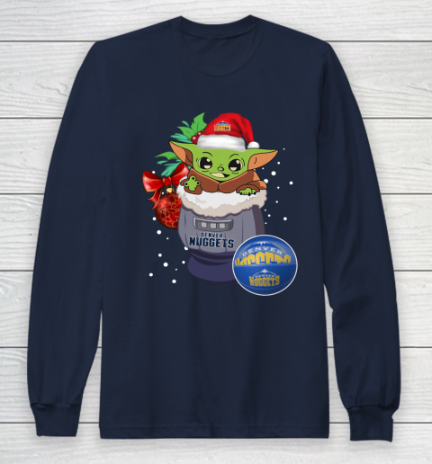 Denver Nuggets Christmas Baby Yoda Star Wars Funny Happy NBA Long Sleeve T-Shirt 4
