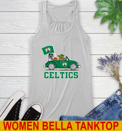 NBA Basketball Boston Celtics Darth Vader Baby Yoda Driving Star Wars Shirt Racerback Tank