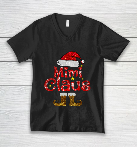 Funny Santa Mimi Claus Merry Christmas V-Neck T-Shirt