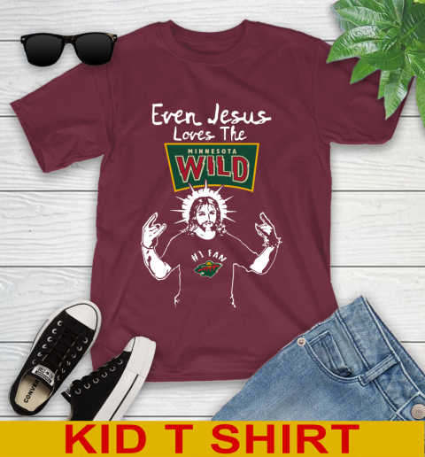 Minnesota Wild NHL Hockey Even Jesus Loves The Wild Shirt Youth T-Shirt 5