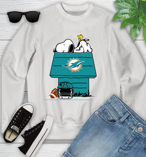 Miami Dolphins NFL Football Snoopy Woodstock The Peanuts Movie Youth Sweatshirt