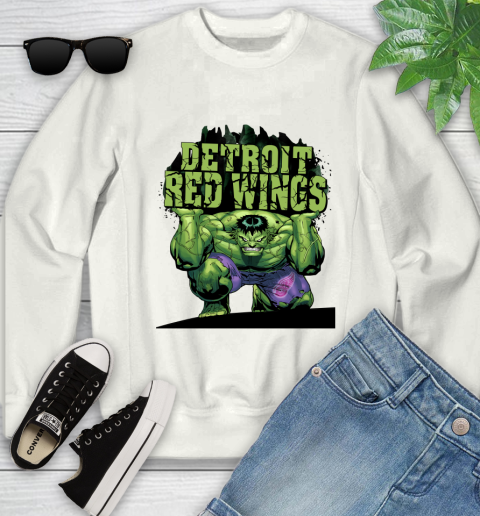 Detroit Red Wings NHL Hockey Incredible Hulk Marvel Avengers Sports Youth Sweatshirt