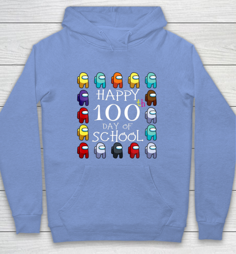 Happy 100 Days Of School Among With Us For Kids Game Lover Hoodie