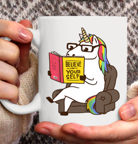 Unicorn Shirt Believe in Yourself Motivational Book Lover Ceramic Mug 11oz 4
