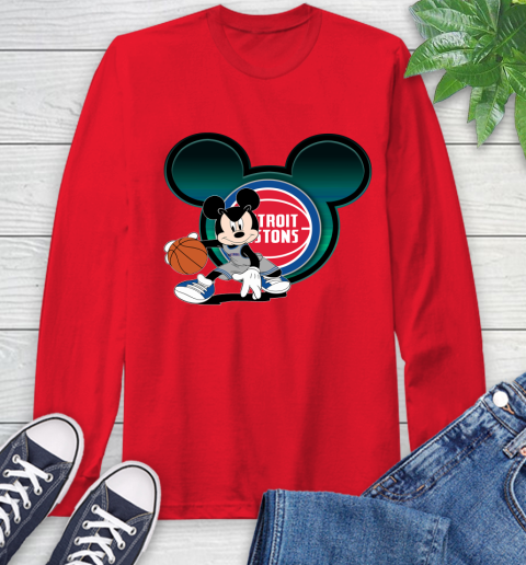 NBA Detroit Pistons Mickey Mouse Disney Basketball Long Sleeve T-Shirt 10